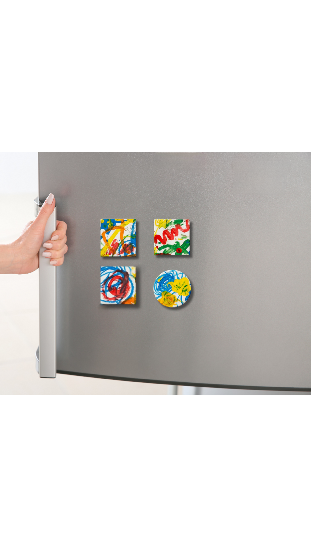 Gemalte Kinderbilder als Magnet