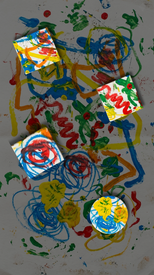 Gemalte Kinderbilder als Magnet